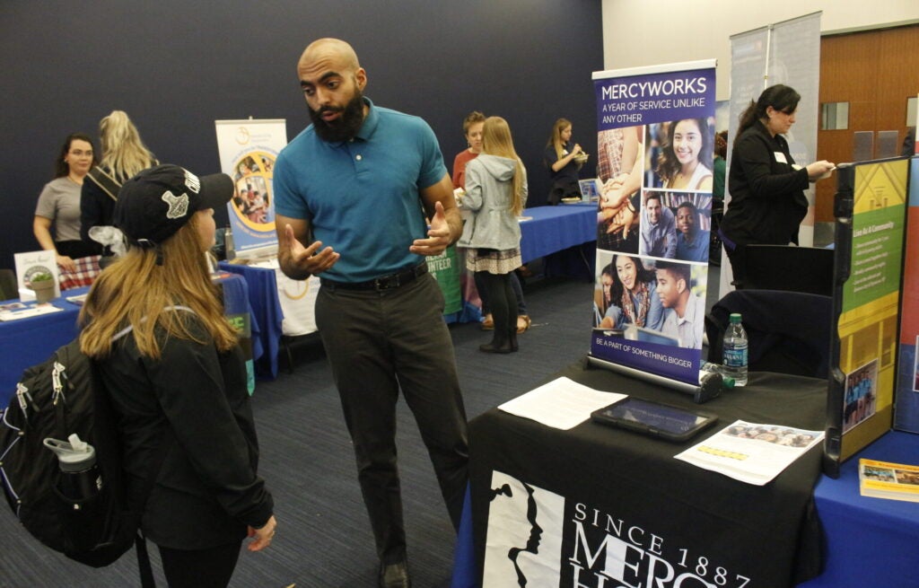 Students at service fair